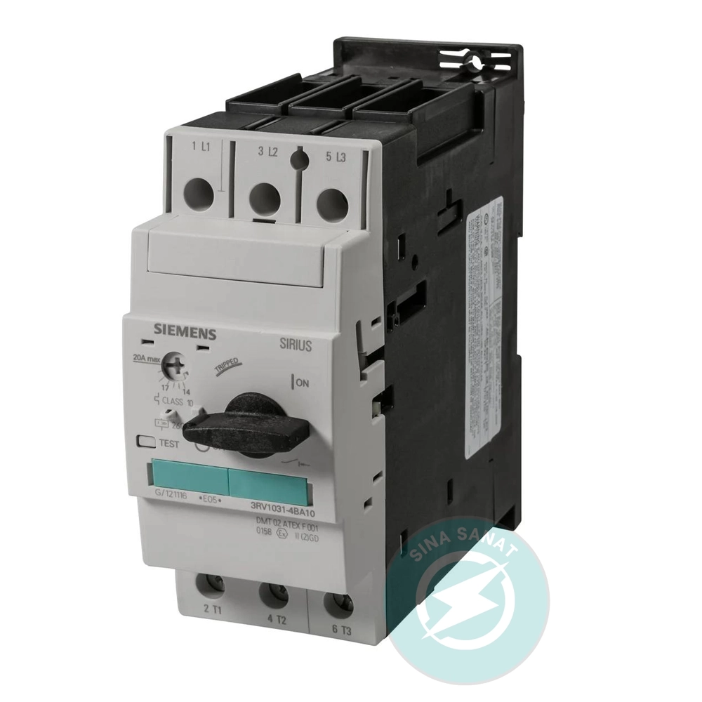 siemens-3rv1031-4ba10-circuit-breaker.webp کلید حرارتی زیمنس 14 تا 20 آمپر مدل 3RV1031-4BA10 - تصویر 1