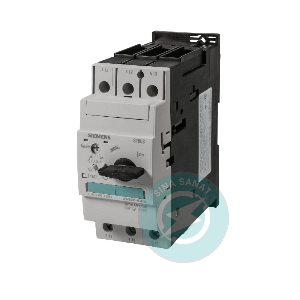siemens-3rv1031-4ea10-circuit-breaker.webp کلید حرارتی زیمنس 22 تا 32 آمپر مدل 3RV1031-4EA10 - تصویر 1
